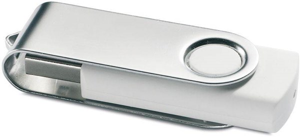 Obrázky: USB kľúč Techmate vyklápací, 4GB, biela-strieborná, Obrázok 4