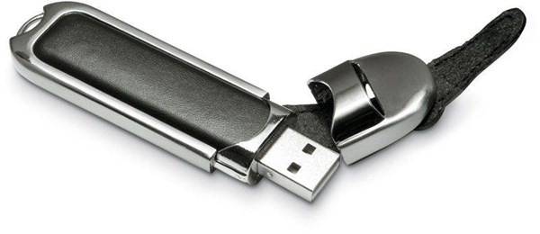 Obrázky: USB kľúč Datashield, kov.-kož. púzdro 16GB, čierna, Obrázok 2