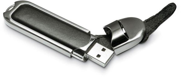 Obrázky: USB kľúč Datashield, kov.-kož. púzdro 16GB, čierna, Obrázok 3