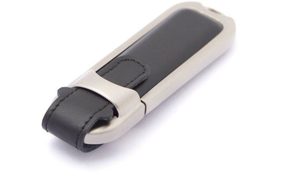 Obrázky: USB kľúč Datashield, kov.-kož. púzdro 16GB, čierna, Obrázok 5