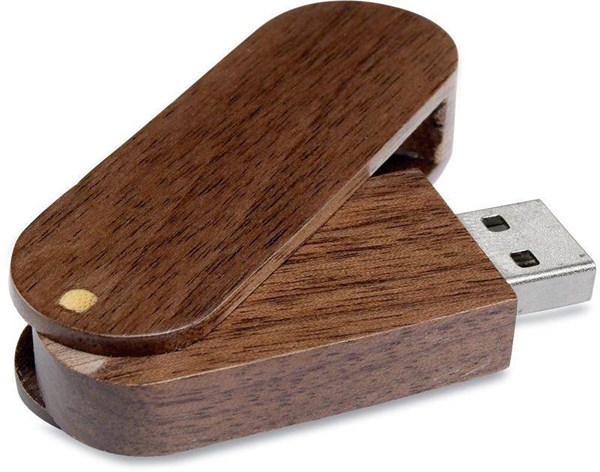 Obrázky: USB kľúč Woody, oválny, 1GB, tmavé drevo, Obrázok 2