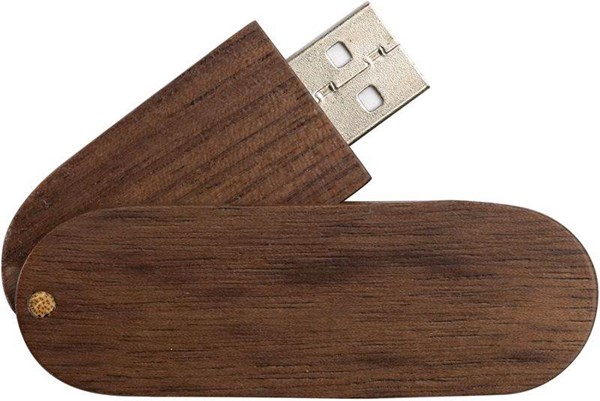 Obrázky: USB kľúč Woody, oválny, 1GB, tmavé drevo, Obrázok 3