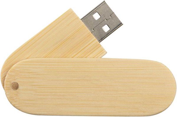 Obrázky: Oválny Woody USB disk 32GB, svetlé drevo, Obrázok 3
