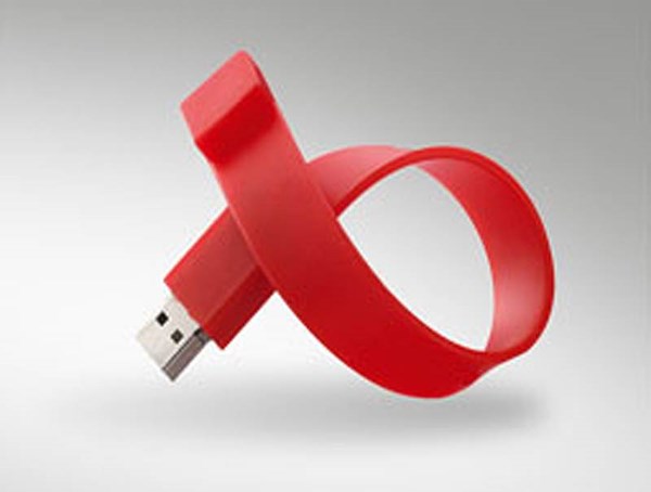 Obrázky: Wristflash USB disk červený náramok  4GB, Obrázok 3