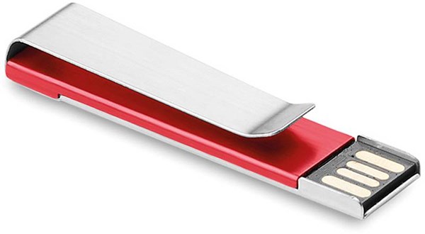 Obrázky: Červený hliníkový flash disk 4GB s klipom, Obrázok 3