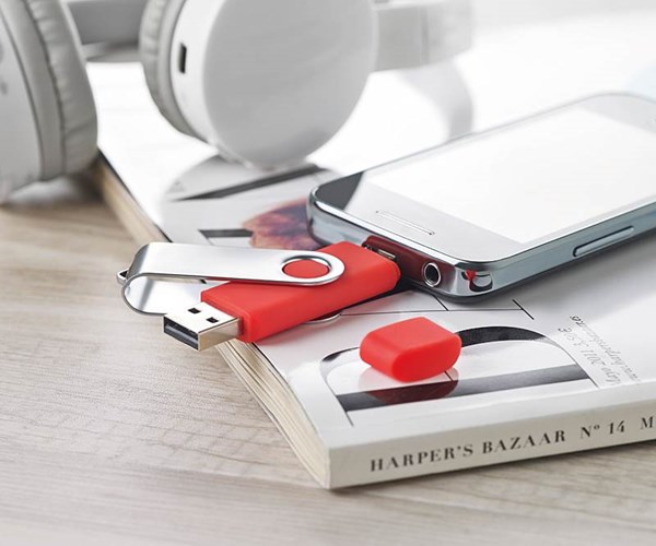 Obrázky: OTG Twister flash disk 16 GB s micro USB,červený, Obrázok 2