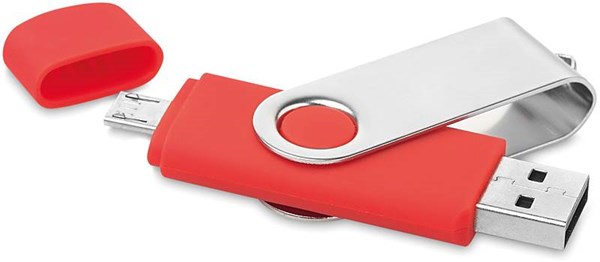 Obrázky: OTG Twister flash disk 16 GB s micro USB,červený, Obrázok 4