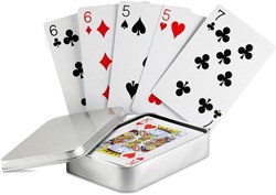 Obrázky: Hracie karty v kovovom boxe, strieborná