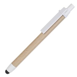 Obrázky: Guličkové recyklované pero 2v1 s bielymi doplnkami