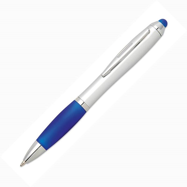 Obrázky: Plastové guličkové pero so stylusom modré, Obrázok 2