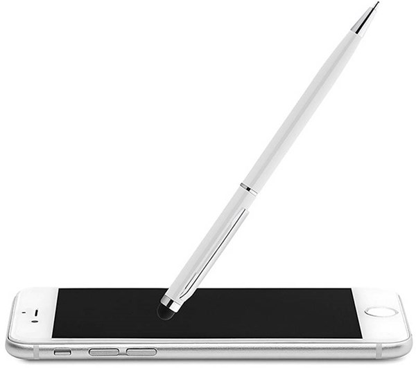 Obrázky: Biele kovové guličkové pero so stylusom 2v1, Obrázok 3