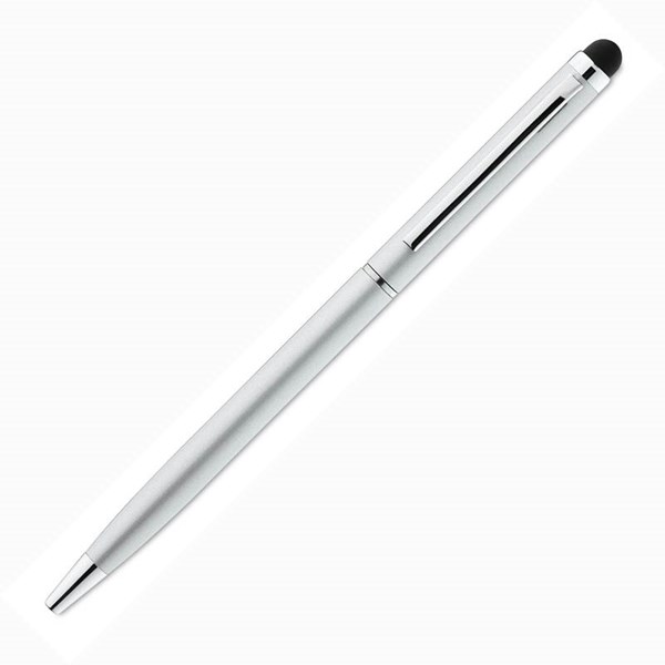Obrázky: Tenké matné kovové guličkové pero so stylusom 2v1