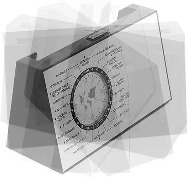 Obrázky: Otáčacie stolové kovové hodiny so svetovým časom, Obrázok 2