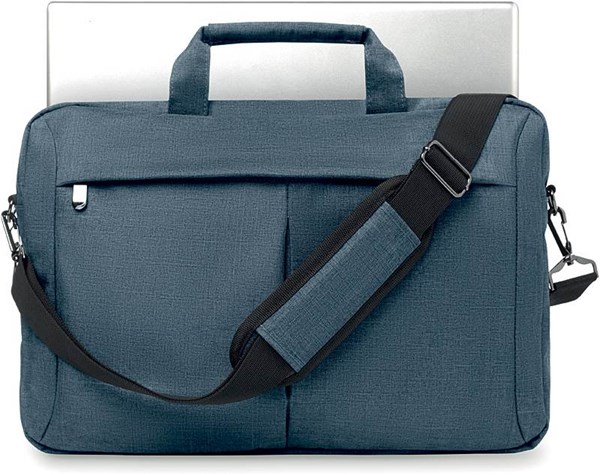 Obrázky: Modro-čierna polyesterová taška na laptop 15