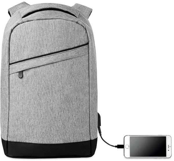 Obrázky: Elegantný šedý ruksak s USB nabíjacím káblom, Obrázok 7