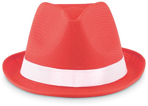 Obrázky: Červený polyesterový klobúk s bielou stuhou, Obrázok 2