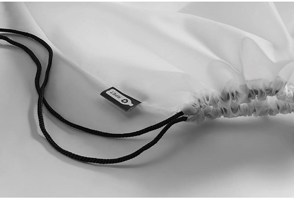 Obrázky: Biely ruksak so šnúrkami zo 190T RPET, Obrázok 3
