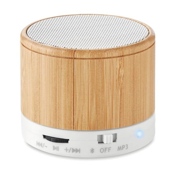 Obrázky: Biely Bluetooth reproduktor bambus