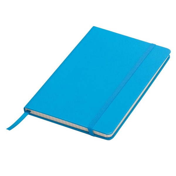 Obrázky: Svetlomodrý blok A5 s elastickou páskou, štvorčeky