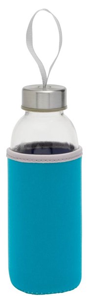 Obrázky: Sklenená fľaša 450 ml s pútkom v modrom obale