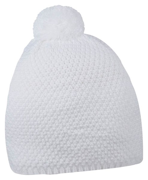 Obrázky: Akrylová pletená zimná  čiapka biela s brmbolcom, Obrázok 1