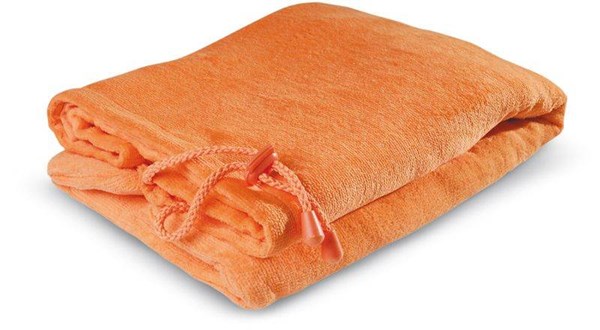 Obrázky: Plážový uterák v nylonovom vrecku, oranžová