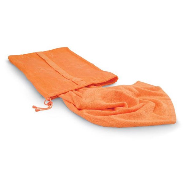 Obrázky: Plážový uterák v nylonovom vrecku, oranžová, Obrázok 3