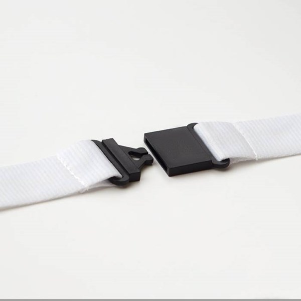 Obrázky: Šnúrka 25 mm-karabína,klip a poistka, biela, Obrázok 3