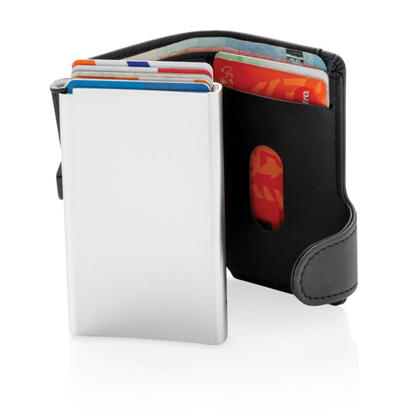 Obrázky: Hliníkové RFID puzdro na karty s peňaženkou,čierna, Obrázok 3