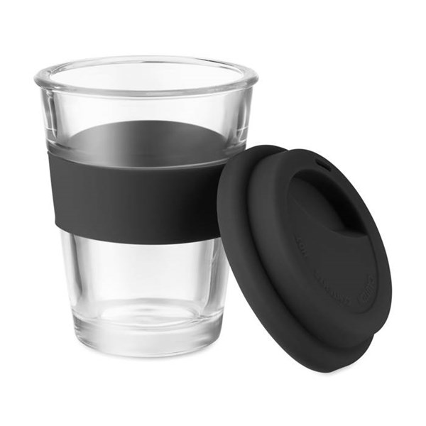 Obrázky: Sklenený pohárik s čiernymi silikón. doplnkami, Obrázok 2