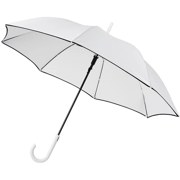 Obrázky: Pevný biely dáždnik s čiernym lemom