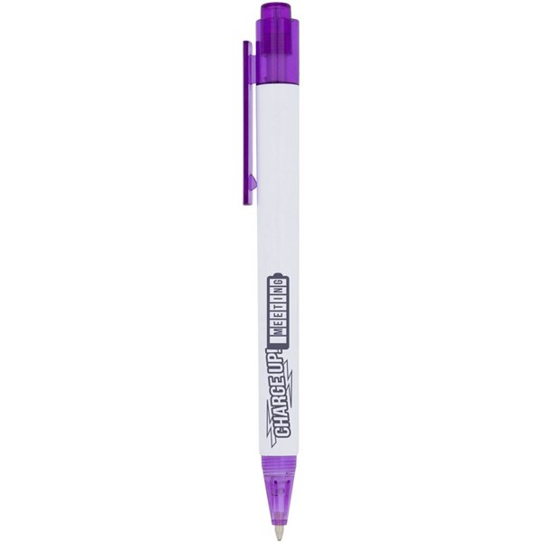 Obrázky: Biele guličkové pero s fialovým klipom a špičkou, Obrázok 4