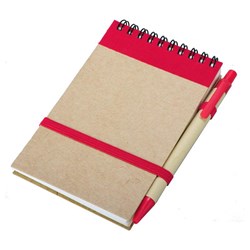 Obrázky: Červený krúžkový zápisník s perom, čisté strany