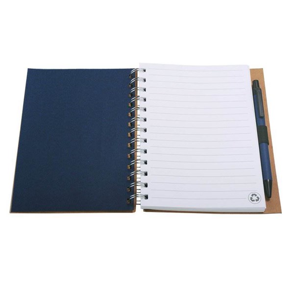 Obrázky: Modrý krúžkový zápisník z recykl. papiera s perom, Obrázok 2