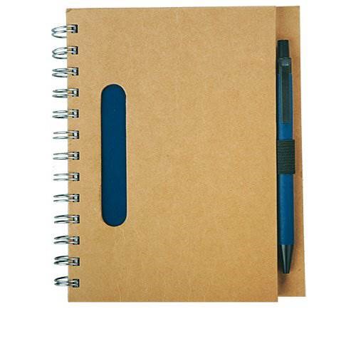 Obrázky: Modrý krúžkový zápisník z recykl. papiera s perom, Obrázok 3