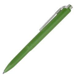 Obrázky: Zelené plastové guličkové pero, priehľadný klip