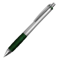 Obrázky: Strieborné plast. guličkové pero, zelené doplnky