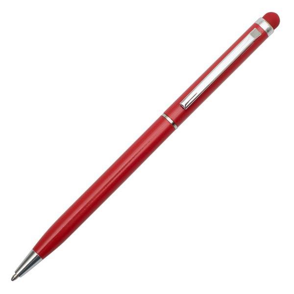 Obrázky: Štíhle hliník. gulič.pero so stylusom, tm. červené, Obrázok 2