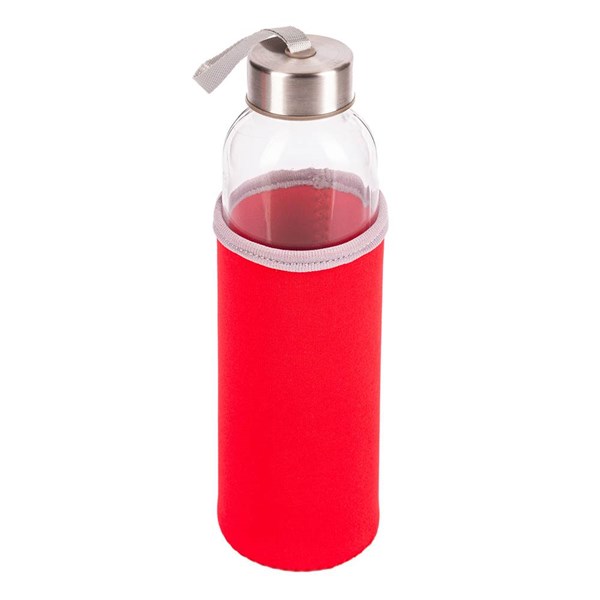 Obrázky: Sklenená fľaša 500 ml s červeným neoprén. obalom
