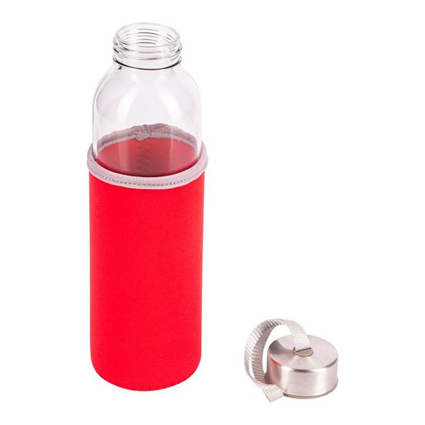 Obrázky: Sklenená fľaša 500 ml s červeným neoprén. obalom, Obrázok 2