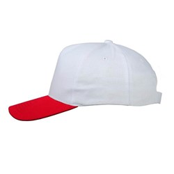 Obrázky: Bielo-červená päťdielna čiapka z polyesteru