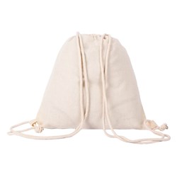 Obrázky: Béžový jednoduchý sťahovací ruksak z bavlny
