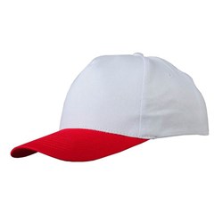 Obrázky: Bielo-červená päťdielna bavlnená čiapka