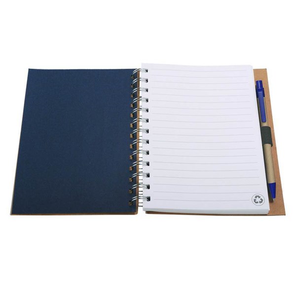 Obrázky: Modrý krúžkový zápisník z recykl. papiera s perom, Obrázok 4