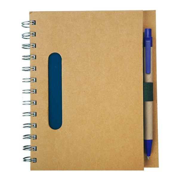 Obrázky: Modrý krúžkový zápisník z recykl. papiera s perom, Obrázok 5