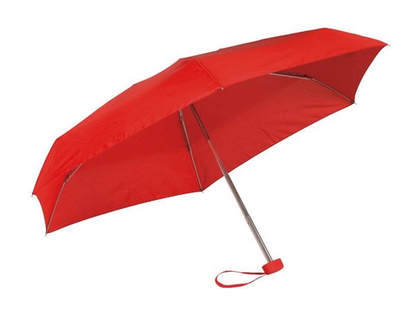 Obrázky: Hliníkový skladací mini dáždnik s puzdrom, červený