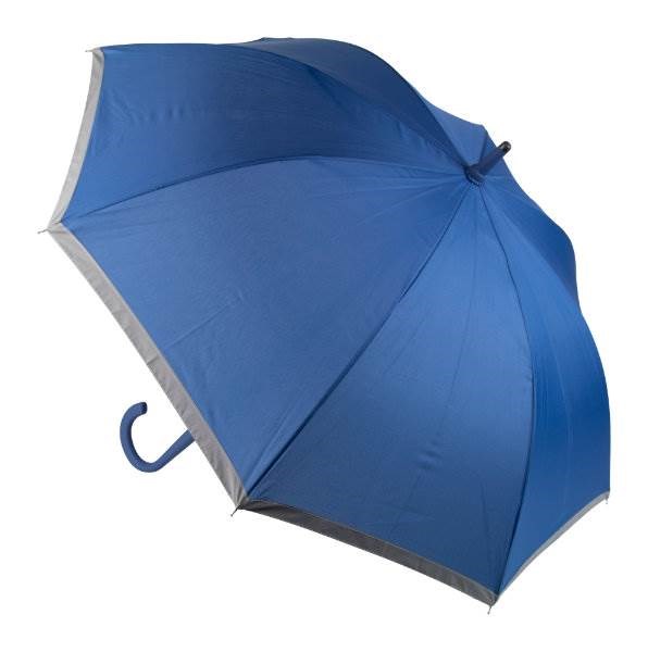 Obrázky: Automat. vetruodolný dáždnik s reflex. lemom,modrý