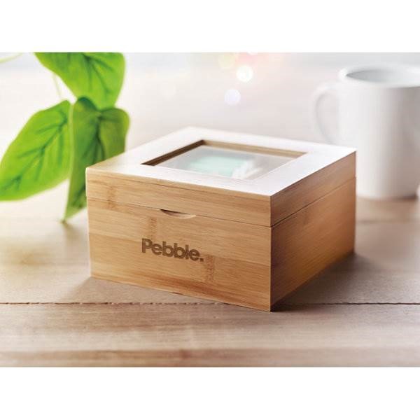 Obrázky: Bambusová krabica na čaj s okienkom, 4 priehradky, Obrázok 3