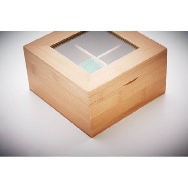 Obrázky: Bambusová krabica na čaj s okienkom, 4 priehradky, Obrázok 5