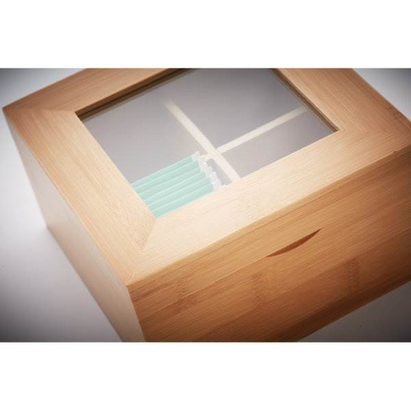 Obrázky: Bambusová krabica na čaj s okienkom, 4 priehradky, Obrázok 7